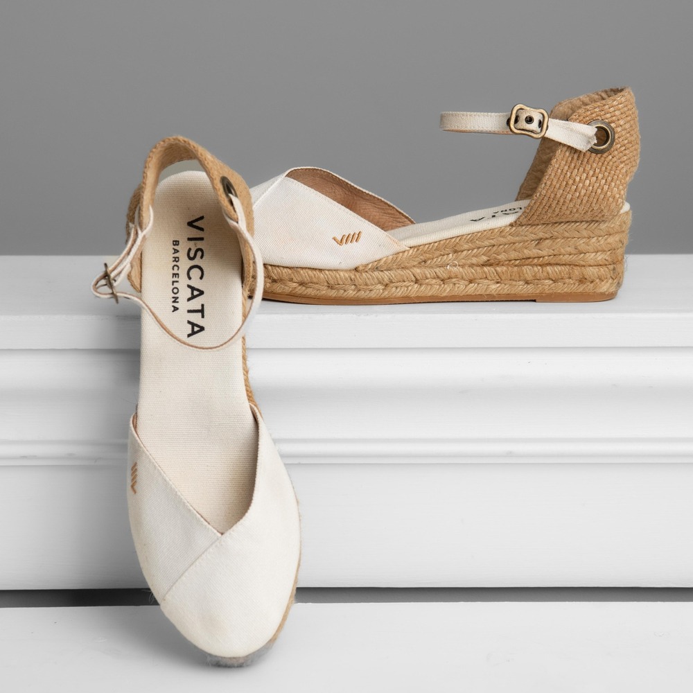 Viscata Barcelona Pubol Canvas Espadrille Wedges Sz 9 Mediterranean Boho Beachy